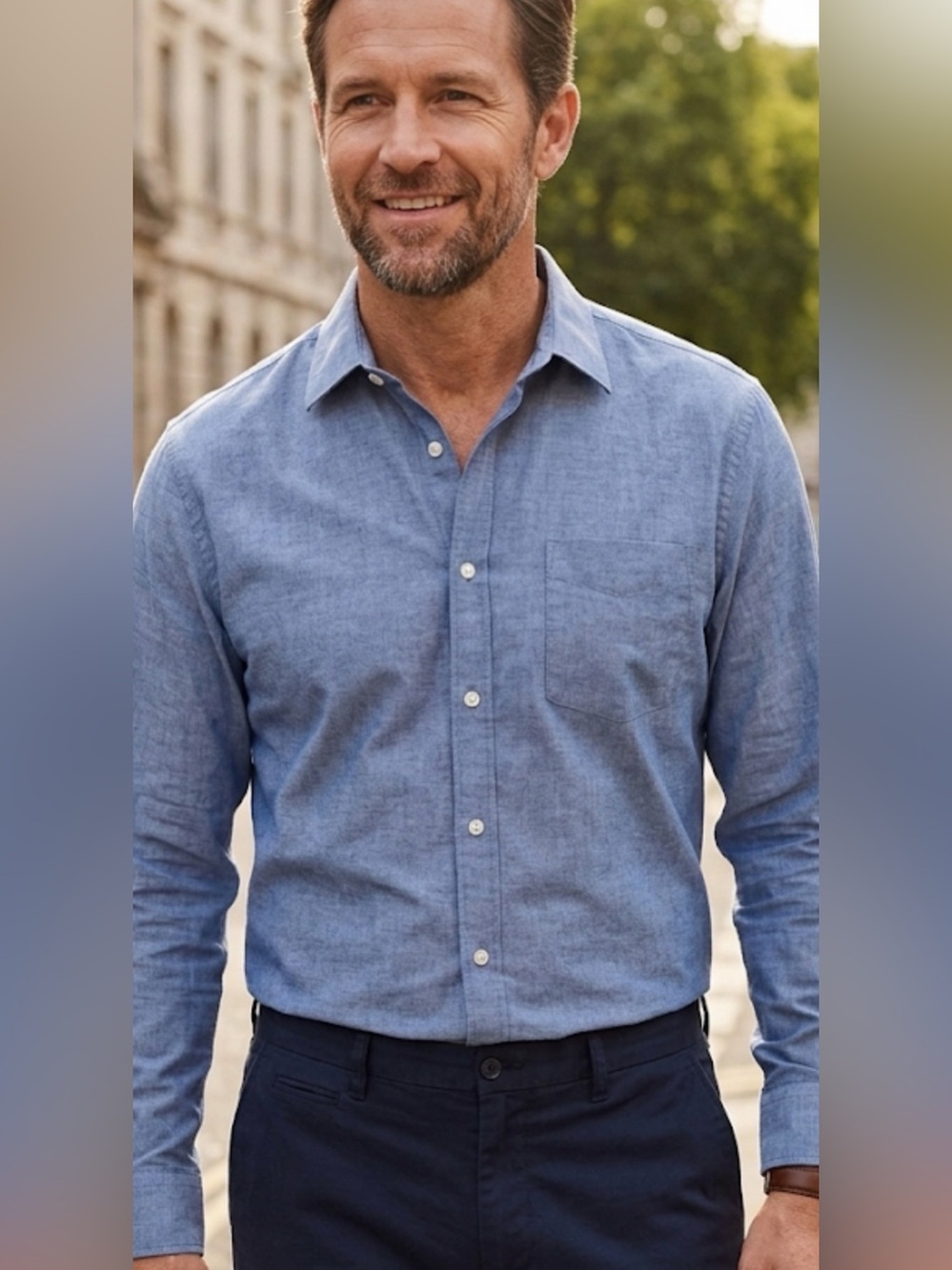 Dockers Men's Light Blue Casual Button-Down Shirt